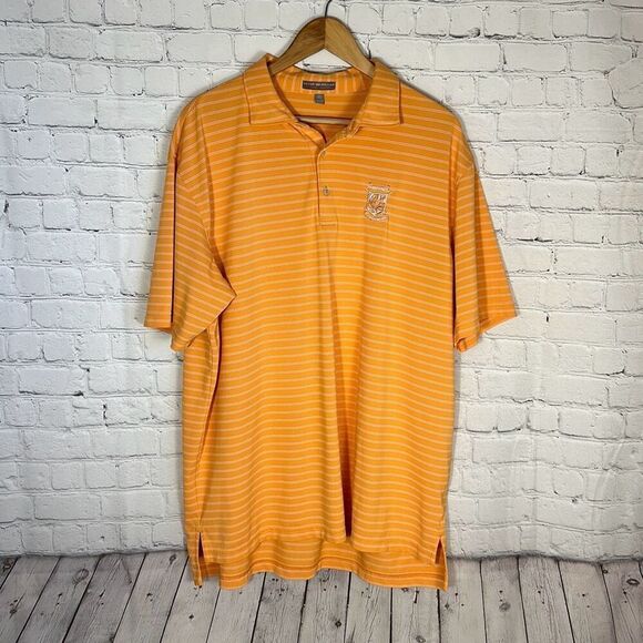 Peter Millar Summer Comfort Orange Striped Polo size XL Killarney Golf Club - Picture 1 of 7